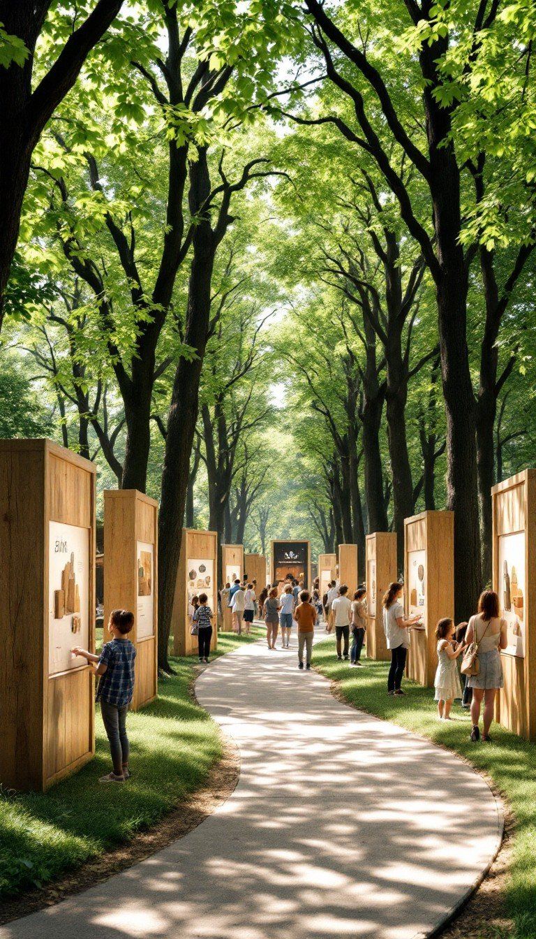 Outdoor art exhibition in the trees