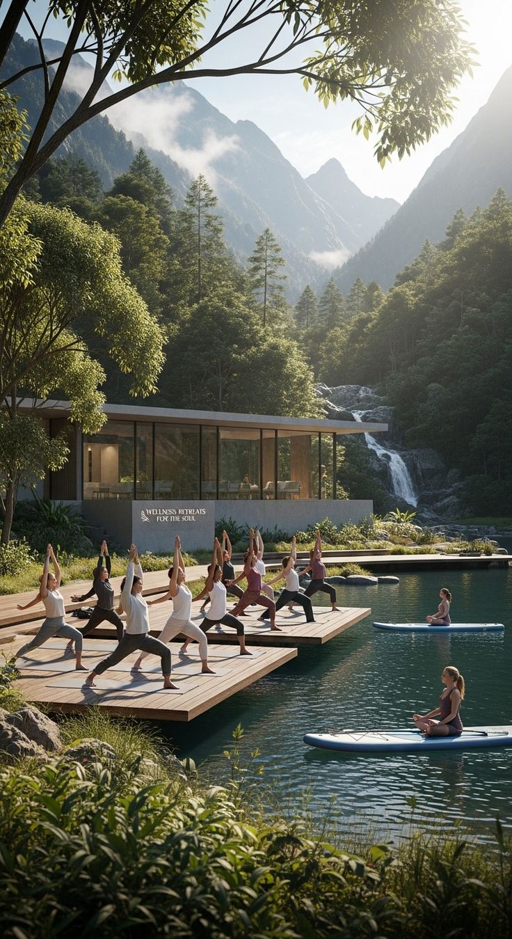 Waterfront yoga and paddleboarding